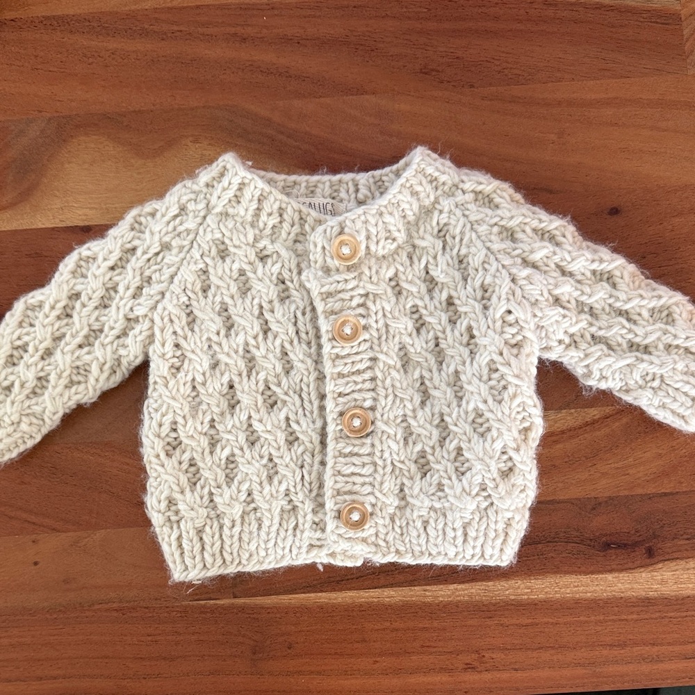 Huggalugs Cream Knit Baby Cardigan